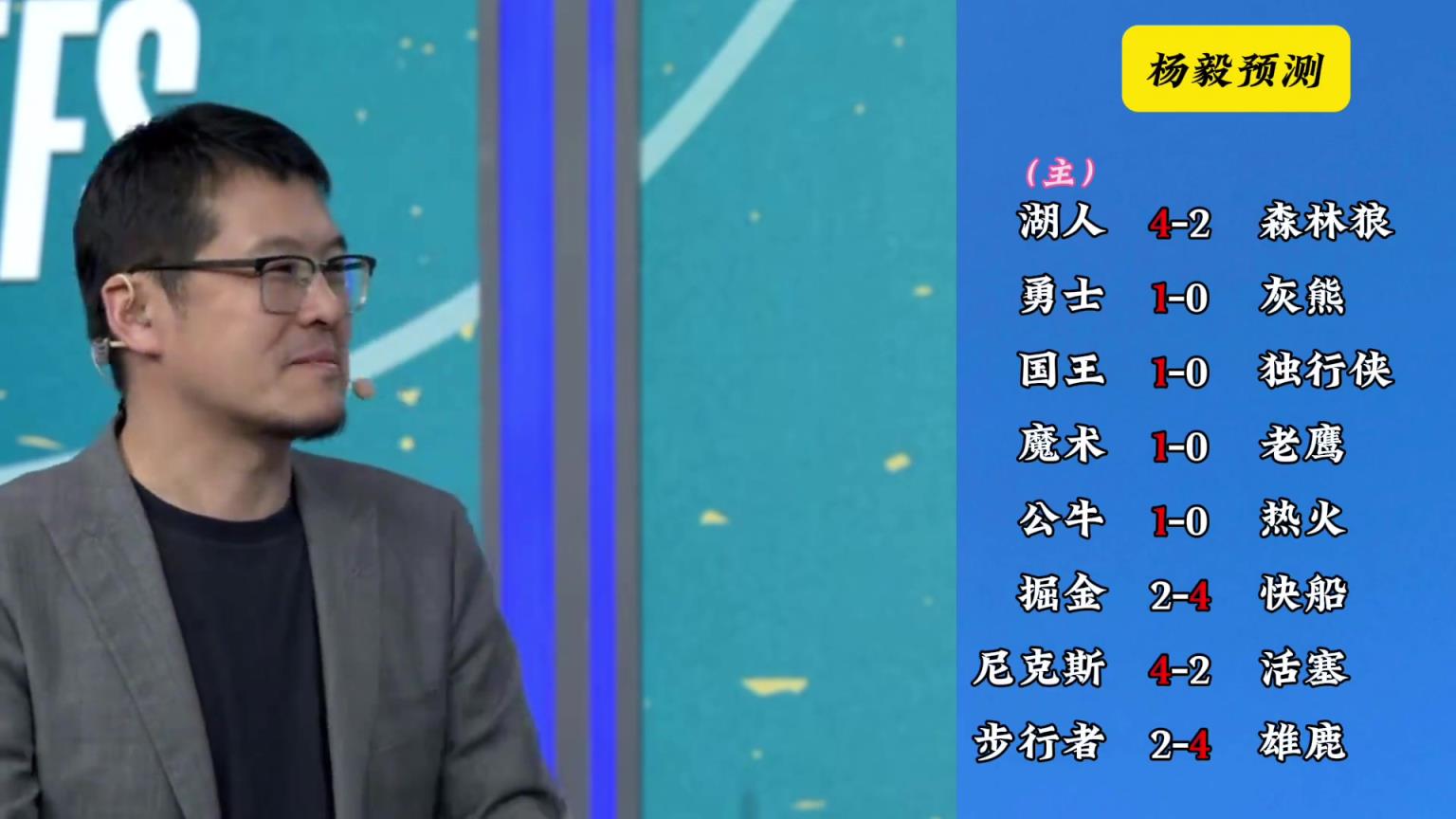明燈來(lái)了！看看楊毅的季后賽預(yù)測(cè)：湖人4-2狼 快船4-2掘金